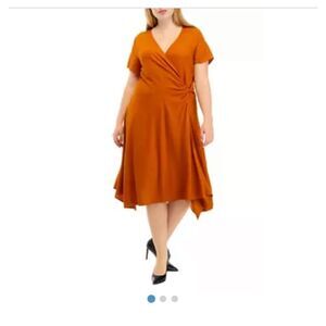 Perceptions Plus Size Short Sleeve Crossover V-Neck Fit and Flare Dress Size 2X